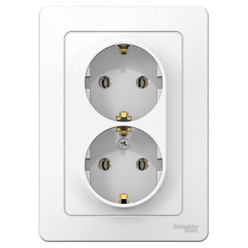 Розетка 2-м СП Blanca 16А IP20 250В с заземл. без защ. шторок бел. SchE BLNRS001021