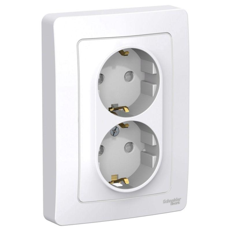 Розетка 2-м СП Blanca 16А IP20 250В с заземл. защ. шторки бел. SchE BLNRS001121