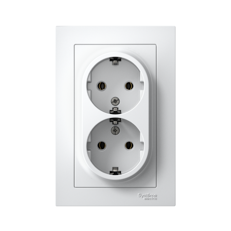 Розетка 2-м СП AtlasDesign 16А IP20 с заземл. в сборе бел. SchE ATN000124