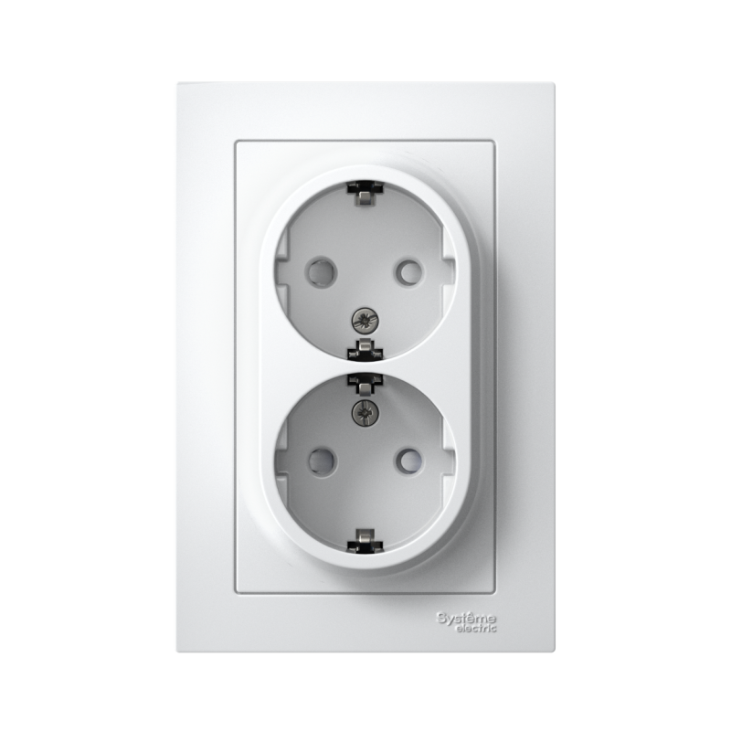 Розетка 2-м СП AtlasDesign 16А IP20 с заземл. защ. шторки в сборе бел. SchE ATN000126