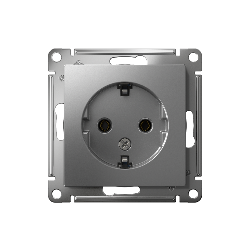 Механизм розетки 1-местный СП AtlasDesign 16А IP20 с заземлением сталь