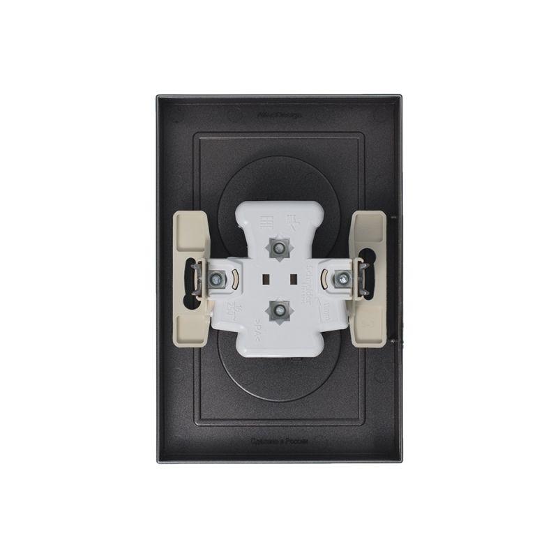 Розетка 2-м СП AtlasDesign 16А IP20 без заземл. в сборе мокко SchE ATN000620