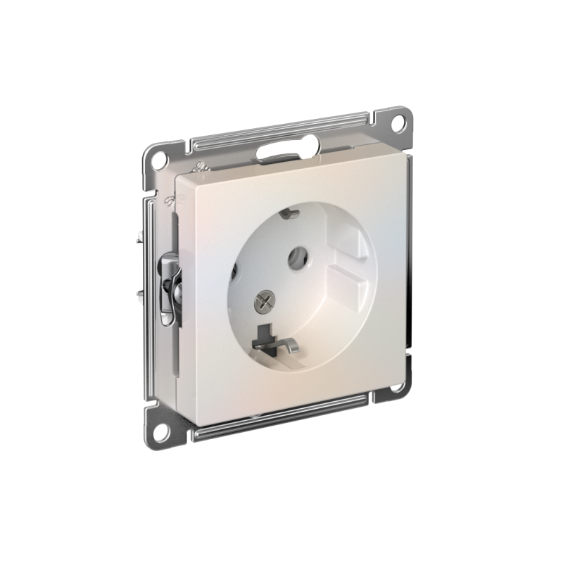 Механизм розетки 1-м СП AtlasDesign 16А IP20 с заземл. жемчуж. SchE ATN000443
