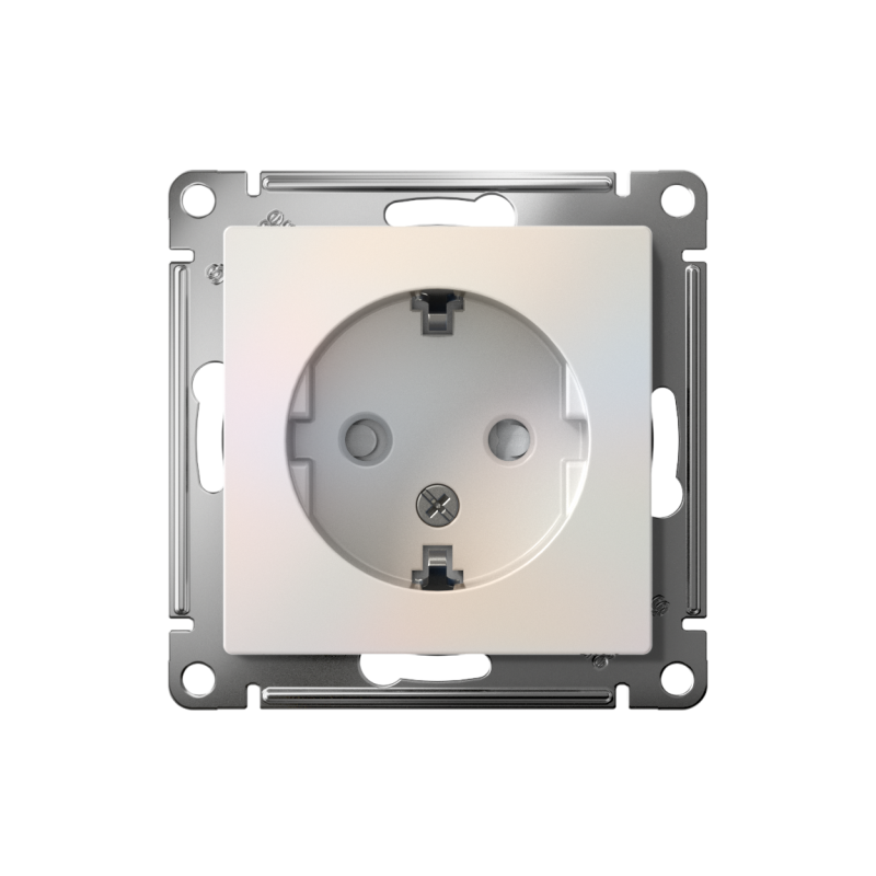 Механизм розетки 1-м СП AtlasDesign 16А IP20 с заземл. защ. шторки жемчуж. SchE ATN000445
