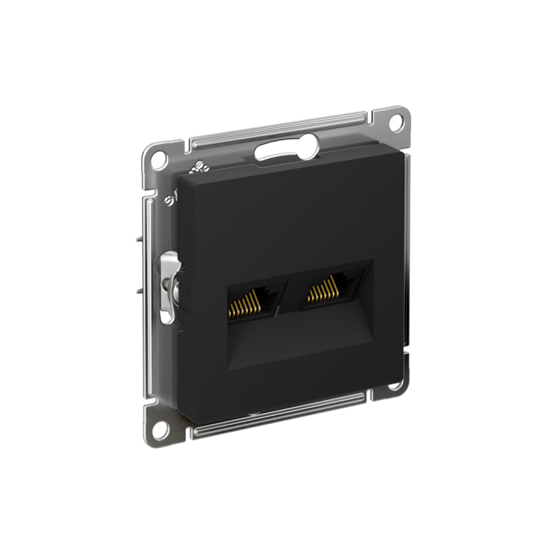 Механизм розетки компьютерной 2-м AtlasDesign RJ45 + RJ45 кат.5e карбон SchE ATN001085