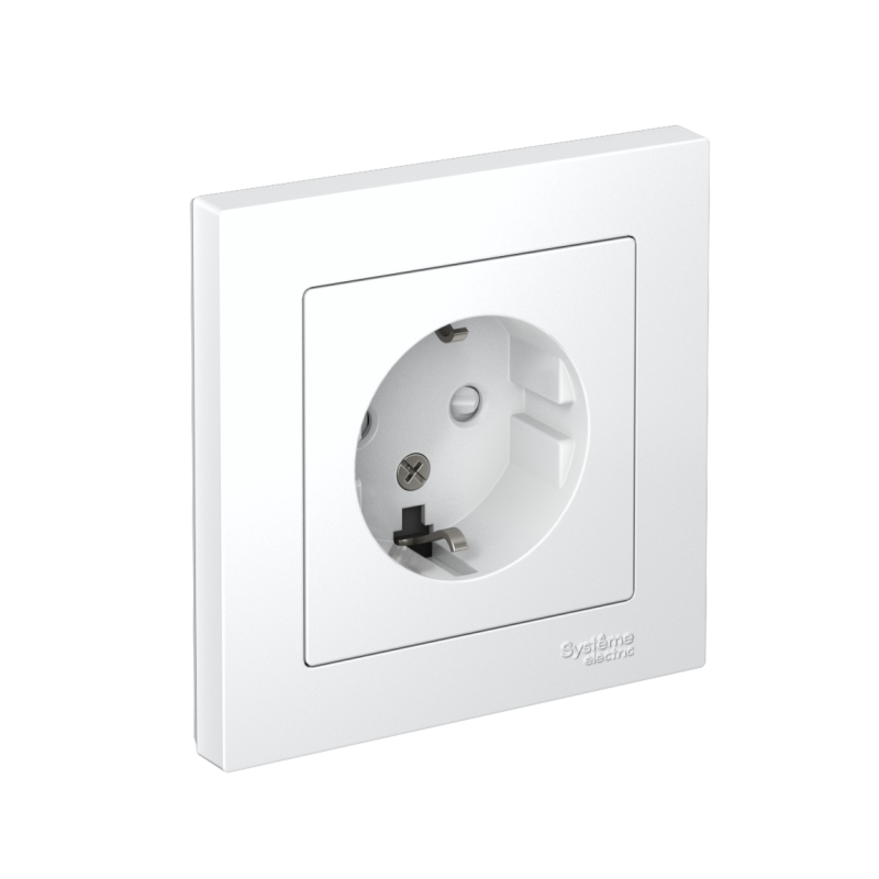 Розетка 1-м СП AtlasDesign 16А IP20 с заземл. защ. шторки в сборе бел. SchE ATN000144