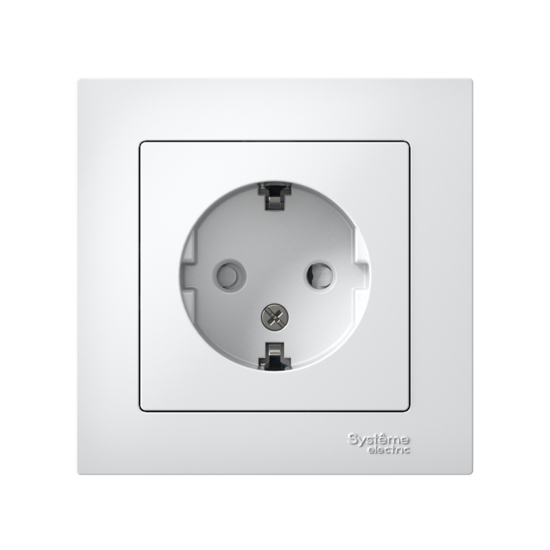 Розетка 1-м СП AtlasDesign 16А IP20 с заземл. защ. шторки в сборе бел. SchE ATN000144