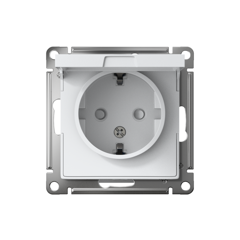 Механизм розетки 1-м СП AtlasDesign 16А IP20 с заземл. защ. шторки с крышкой бел. SchE ATN000146