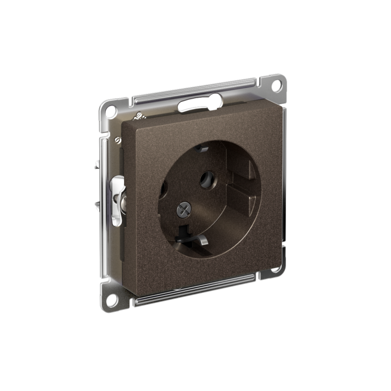 Механизм розетки 1-м СП AtlasDesign 16А IP20 с заземл. мокко SchE ATN000643
