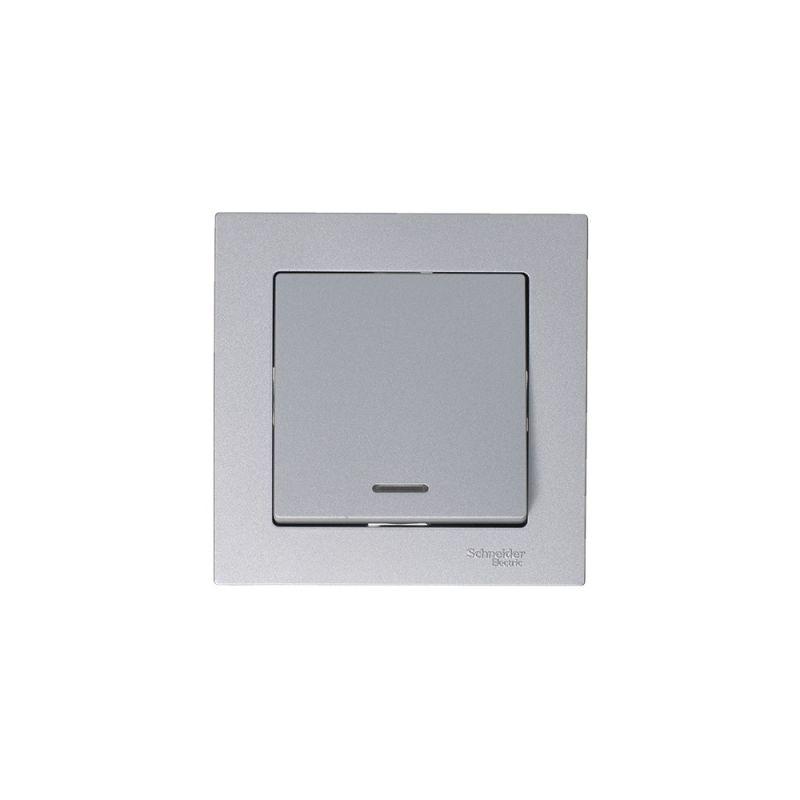 Механизм выключателя 1-кл. СП AtlasDesign 10А IP20 (сх. 1а) 10AX с подсветкой алюм. SchE ATN000313