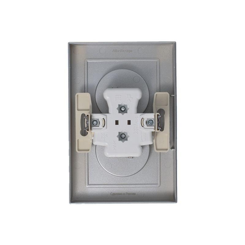Розетка 2-м СП AtlasDesign 16А IP20 без заземл. в сборе алюм. SchE ATN000320