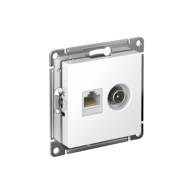 Механизм розетки компьютерной 2-м AtlasDesign RJ45 кат.5E+TV бел. SchE ATN000189