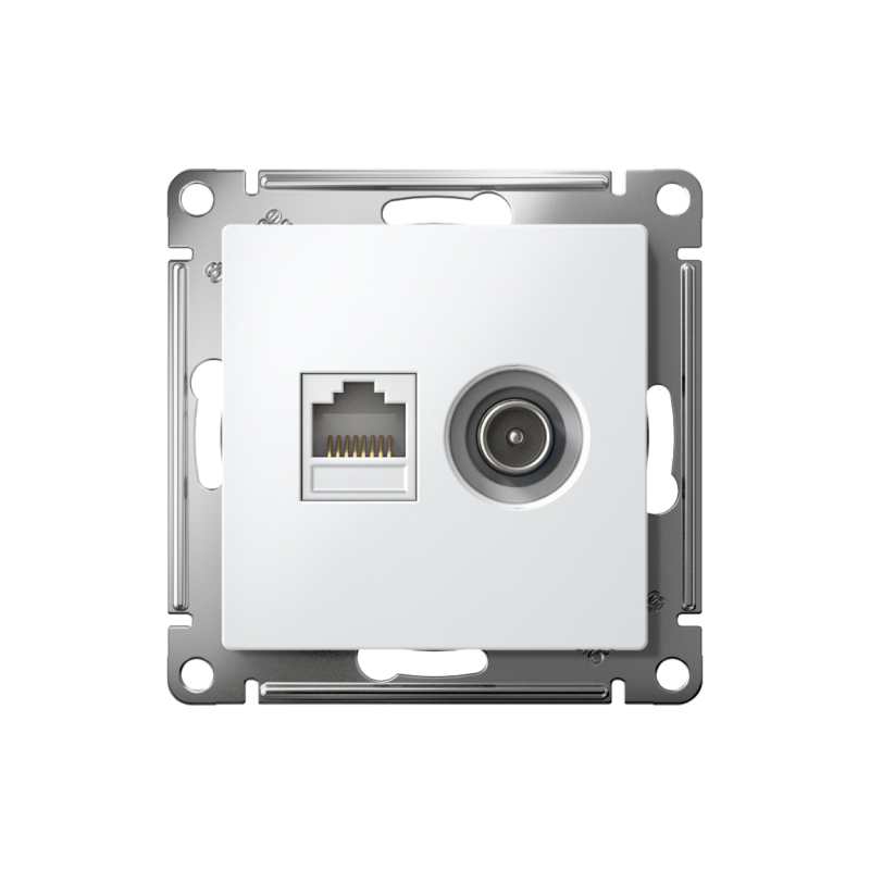 Механизм розетки компьютерной 2-м AtlasDesign RJ45 кат.5E+TV бел. SchE ATN000189