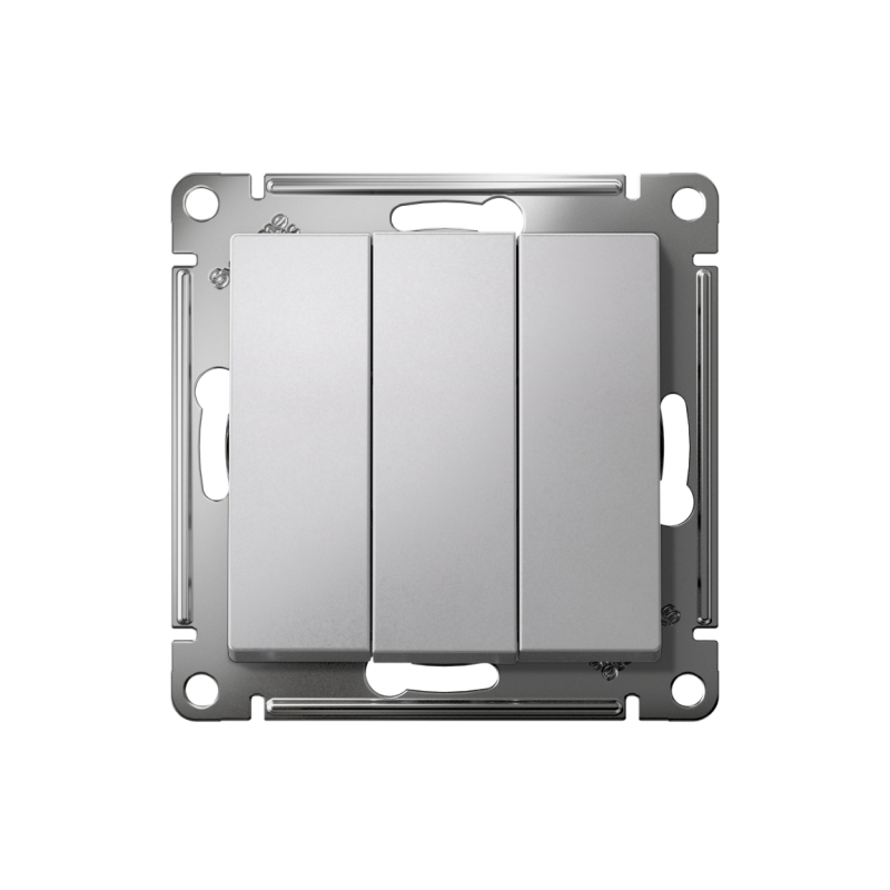 Механизм выключателя 3-кл. СП AtlasDesign 10А IP20 (сх. 1+1+1) 10AX алюм. SchE ATN000331