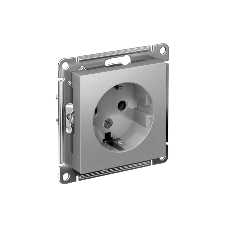 Механизм розетки 1-местный СП AtlasDesign 16А IP20 с заземлением алюминий