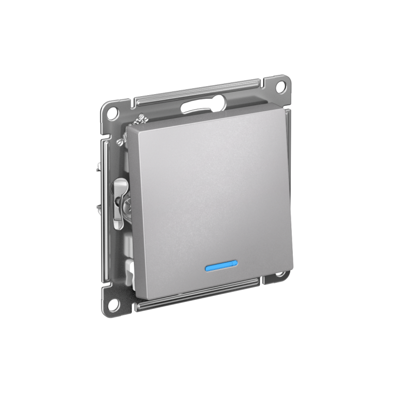 Механизм переключателя 1-кл. СП AtlasDesign 10А IP20 (сх. 6а) 10AX с подсветкой алюм. SchE ATN000363