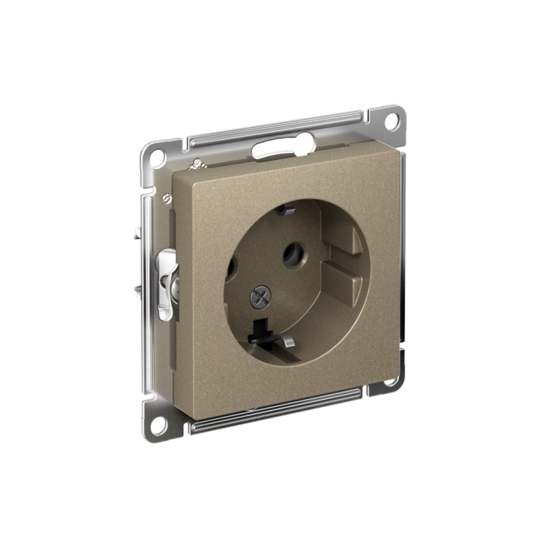 Механизм розетки 1-м СП AtlasDesign 16А IP20 с заземл. шампань SchE ATN000543