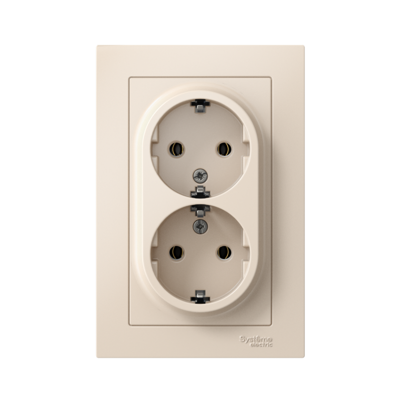 Розетка 2-м СП AtlasDesign 16А IP20 с заземл. в сборе беж. SchE ATN000224