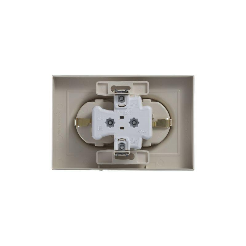 Розетка 2-м СП AtlasDesign 16А IP20 с заземл. в сборе беж. SchE ATN000224