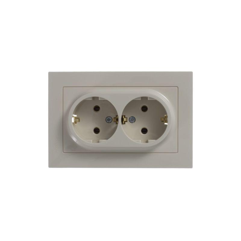 Розетка 2-м СП AtlasDesign 16А IP20 с заземл. в сборе беж. SchE ATN000224