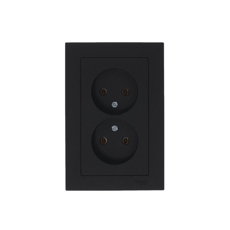 Розетка 2-м СП AtlasDesign 16А IP20 без заземл. в сборе карбон SchE ATN001020