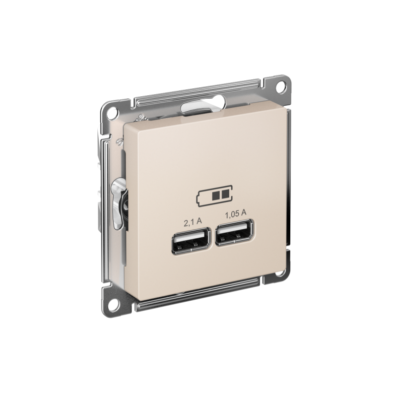 Механизм розетки USB AtlasDesign 5В 1порт х 2.1А 2порта х 1.05А беж. SchE ATN000233