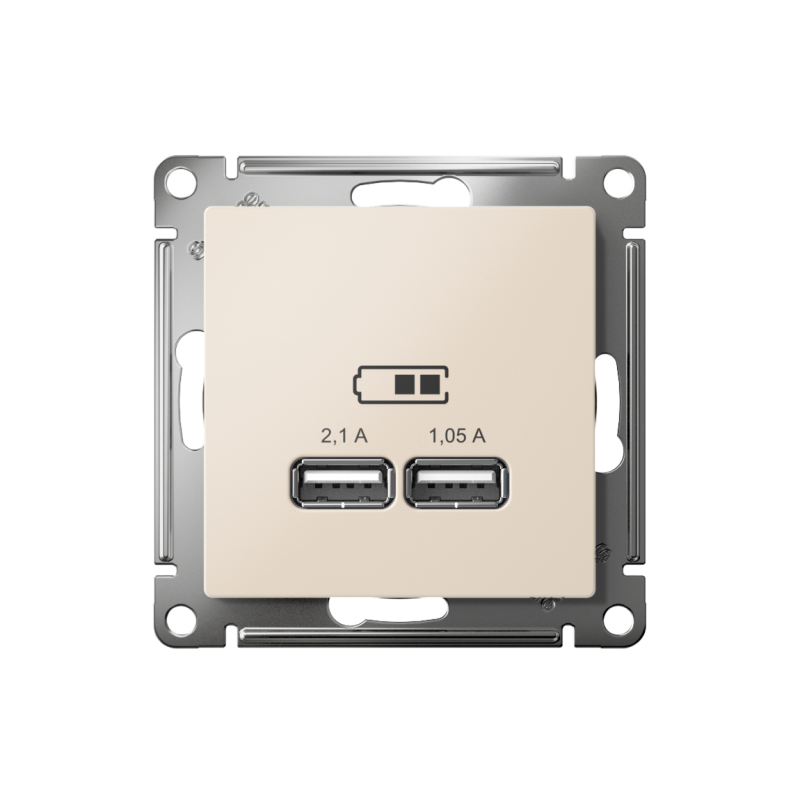 Механизм розетки USB AtlasDesign 5В 1порт х 2.1А 2порта х 1.05А беж. SchE ATN000233