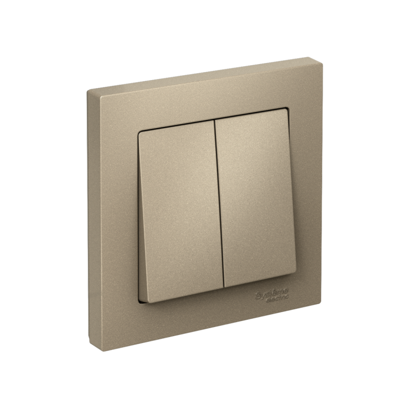 Выключатель 2-кл. СП AtlasDesign 10А IP20 (сх. 5) 10AX в сборе шампань SchE ATN000552