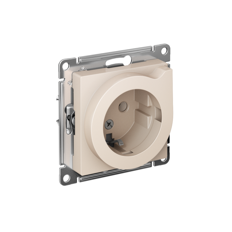 Механизм розетки 1-м СП AtlasDesign 16А IP20 с заземл. защ. шторки с выталк. вилки беж. SchE ATN000247