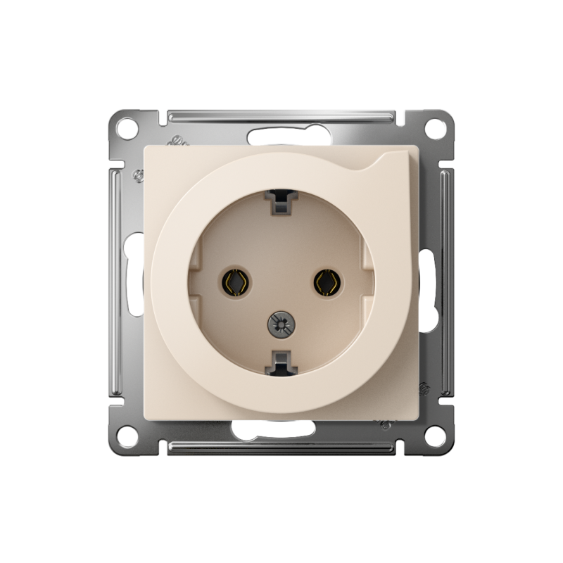 Механизм розетки 1-м СП AtlasDesign 16А IP20 с заземл. защ. шторки с выталк. вилки беж. SchE ATN000247
