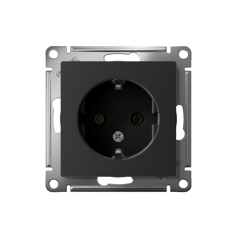 Механизм розетки 1-местная СП AtlasDesign 16А IP20 с заземлением карбон