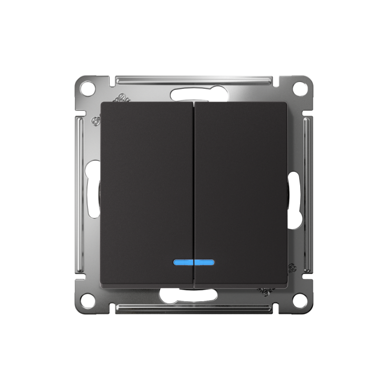 Механизм выключателя 2-кл. СП AtlasDesign 10А IP20 (сх. 5а) 10AX с подсветкой карбон SchE ATN001053