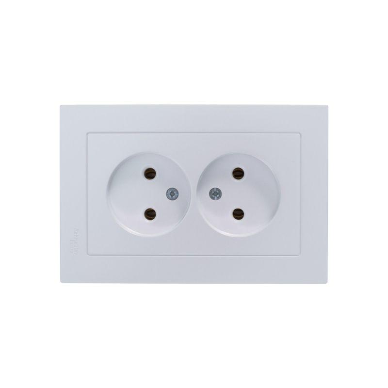 Розетка 2-м СП AtlasDesign 16А IP20 без заземл. в сборе жемчуж. SchE ATN000420