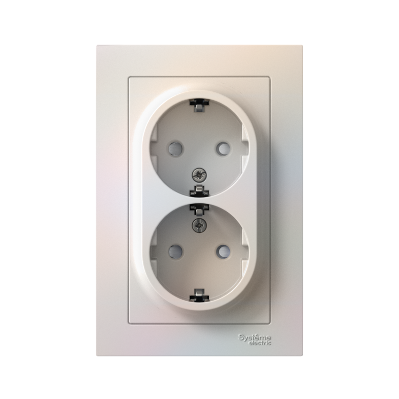 Розетка 2-м СП AtlasDesign 16А IP20 с заземл. защ. шторки в сборе жемчуж. SchE ATN000426