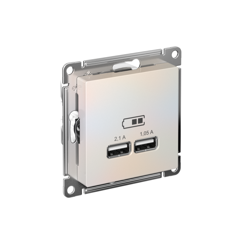 Механизм розетки USB AtlasDesign 5В 1порт х 2.1А 2порта х 1.05А жемчуж. SchE ATN000433