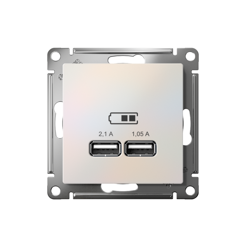 Механизм розетки USB AtlasDesign 5В 1порт х 2.1А 2порта х 1.05А жемчуж. SchE ATN000433