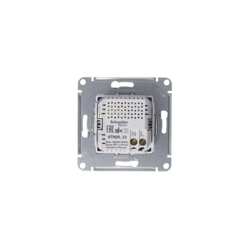 Механизм розетки USB AtlasDesign 5В 1порт х 2.1А 2порта х 1.05А жемчуж. SchE ATN000433