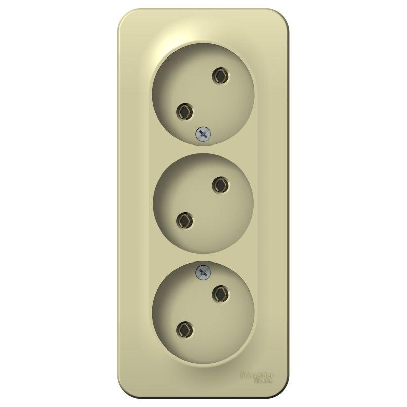 Розетка 3-м ОП Blanca 16А IP20 250В без заземл. без защ. шторок с изолир. пластиной беж. SchE BLNRA000317