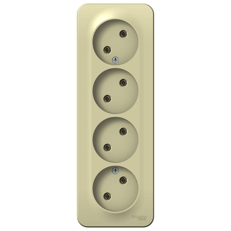 Розетка 4-м ОП Blanca 16А IP20 250В без заземл. без защ. шторок с изолир. пластиной беж. SchE BLNRA000417