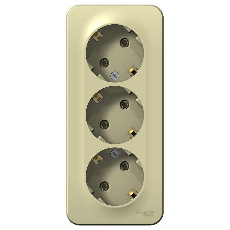 Розетка 3-м ОП Blanca 16А IP20 250В с заземл. без защ. шторок с изолир. пластиной беж. SchE BLNRA010317