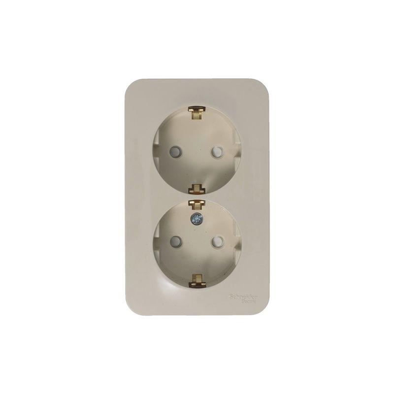 Розетка 2-м ОП Blanca 16А IP20 250В с заземл. защ. шторки с изолир. пластиной беж. SchE BLNRA011217