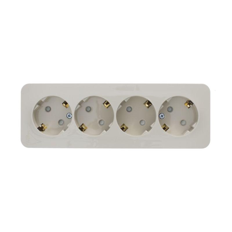 Розетка 4-м ОП Blanca 16А IP20 250В с заземл. защ. шторки с изолир. пластиной беж. SchE BLNRA011417