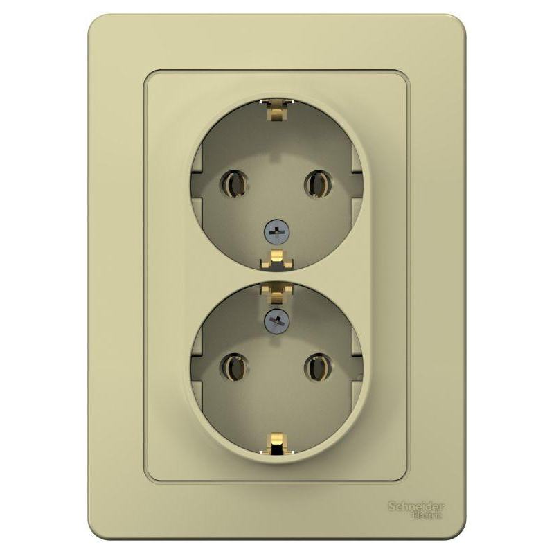 Розетка 2-м СП Blanca 16А IP20 250В с заземл. без защ. шторок беж. SchE BLNRS001027