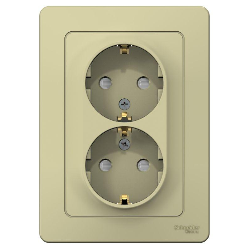 Розетка 2-м СП Blanca 16А IP20 250В с заземл. защ. шторки беж. SchE BLNRS001127