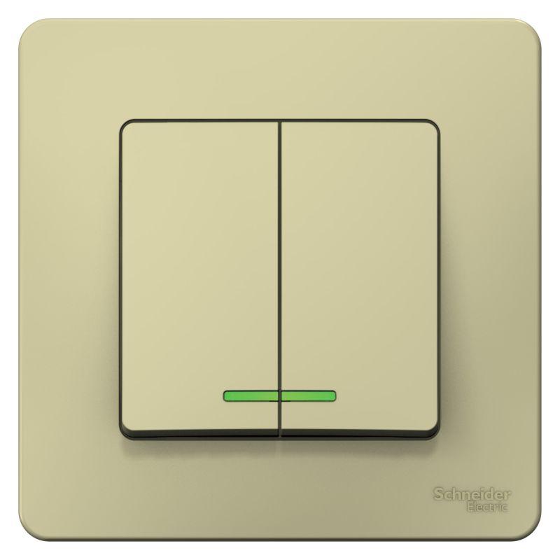 Выключатель 2-кл. СП Blanca 10А IP20 (сх. 5) 250В с подсветкой беж. SchE BLNVS010517