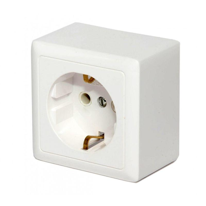 Розетка 1-м ОП Хит 16А IP20 250В с заземл. без защ. шторок бел. SchE RA16-133-B