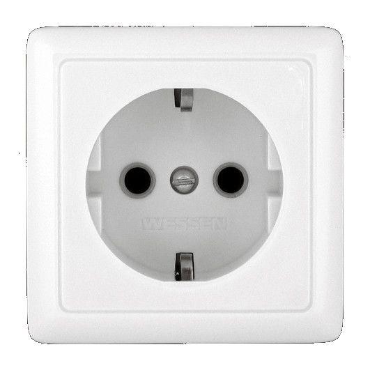 Розетка 1-м ОП Хит 16А IP20 250В с заземл. без защ. шторок бел. SchE RA16-133-B