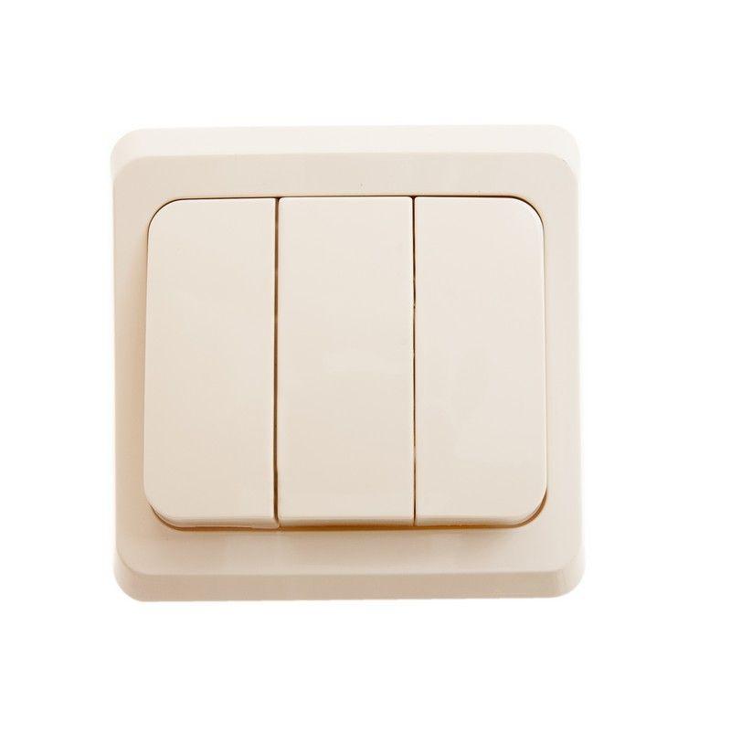 Выключатель 3-клавишный СП Этюд 10А IP20 кремовый