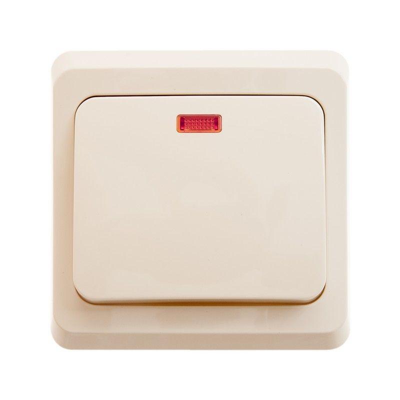 Выключатель 1-клавишный СП Этюд 10А IP20 с подсветкой кремовый