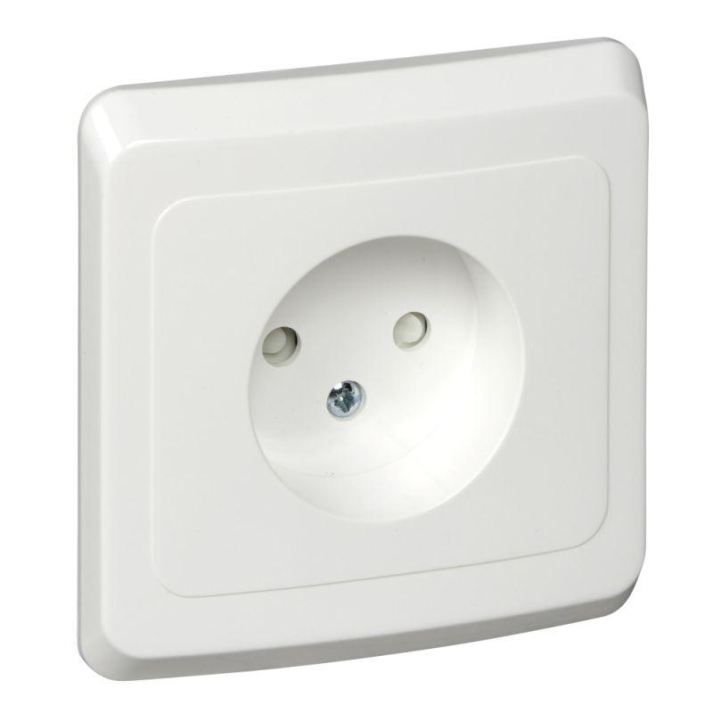 Розетка 1-м СП Этюд 16А IP20 250В без заземл. защ. шторки бел. SchE PC16-002B